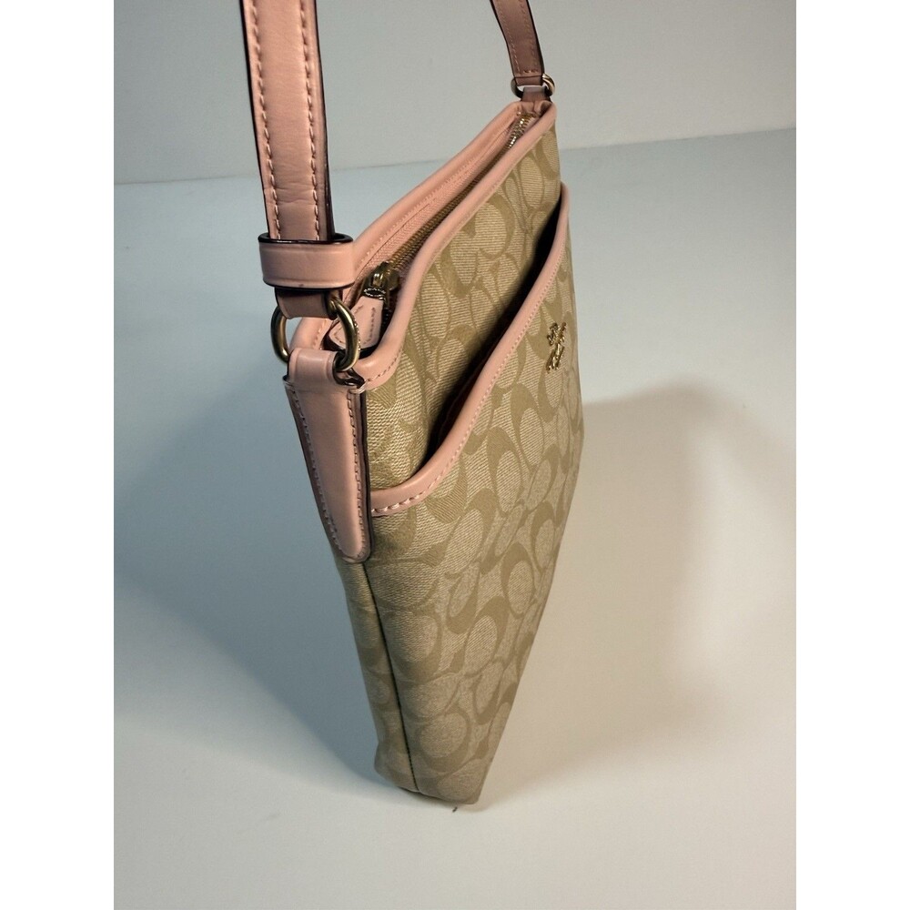Coach Beige Signature Crossbody with Pink Trim - Picture 9 of 16